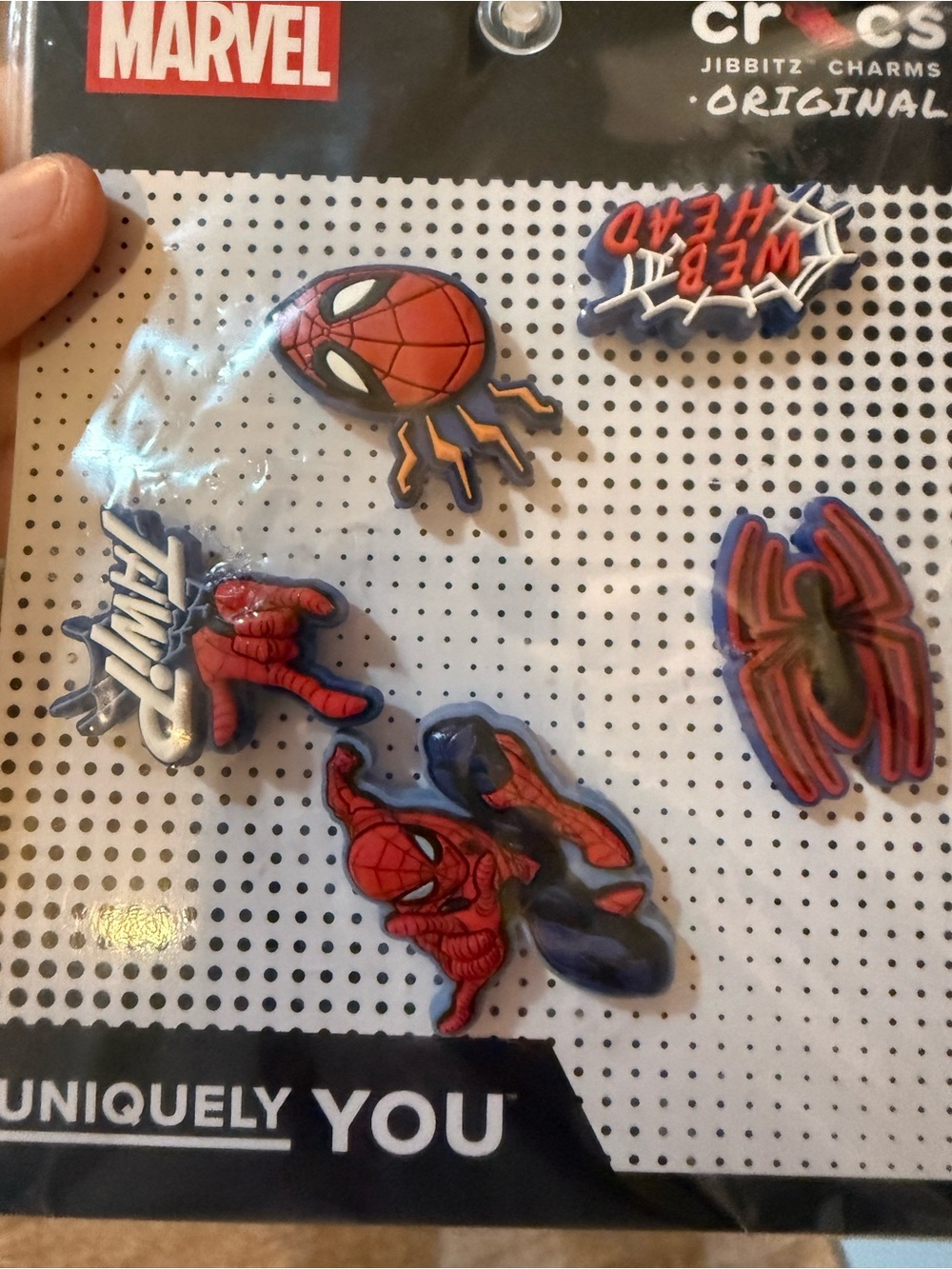 CROCS Marvel Spider-Man Red and Blue Jibbitz Charms